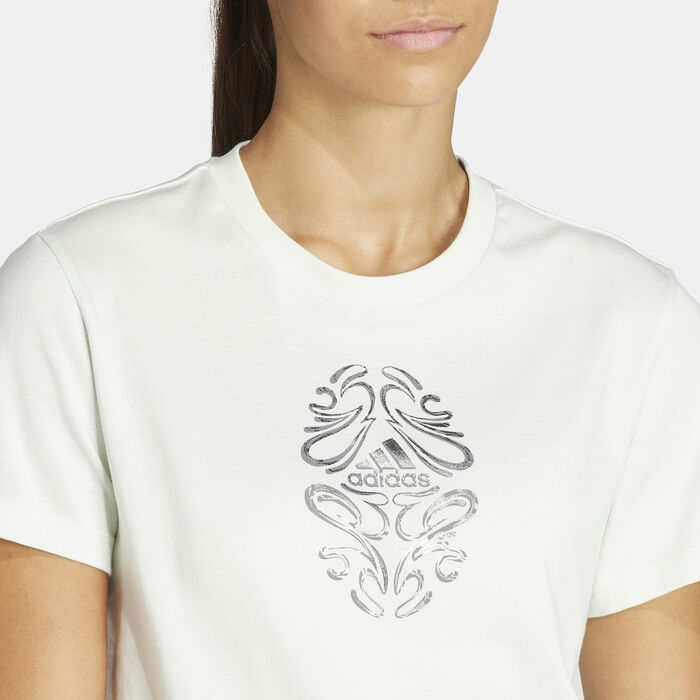 adidas Women's Metallic Graphic T-Shirt Green image number 3