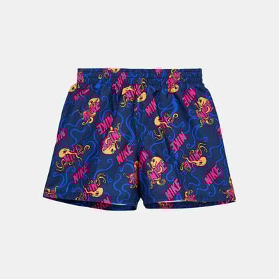 Nike Swim Kids' 4-inch Printed Volley Shorts Blue Nike Swim Kids' 4-inch Printed Volley Shorts Blue