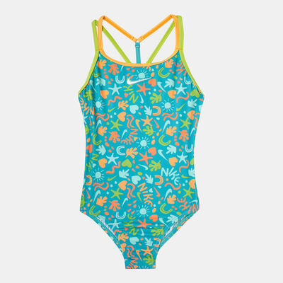 Nike Swim Kids' Fun Forest T-Crossback One-Piece Swimsuit Green