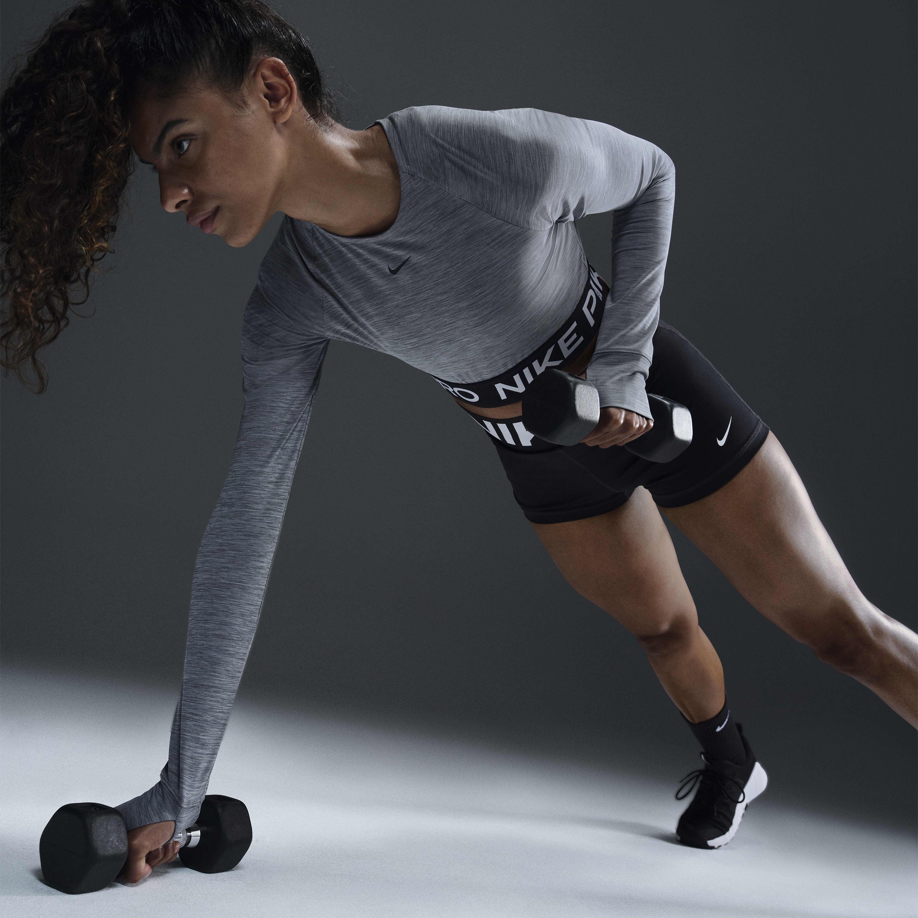 Women s Pro Dri FIT Training Top Grey Nike in KSA SSS