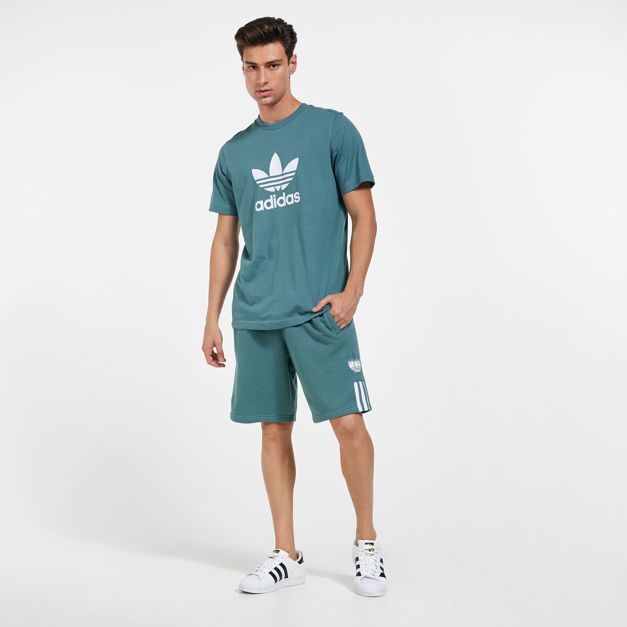 Buy adidas Originals Men s Adicolor 3D Trefoil Ombr Shorts Green