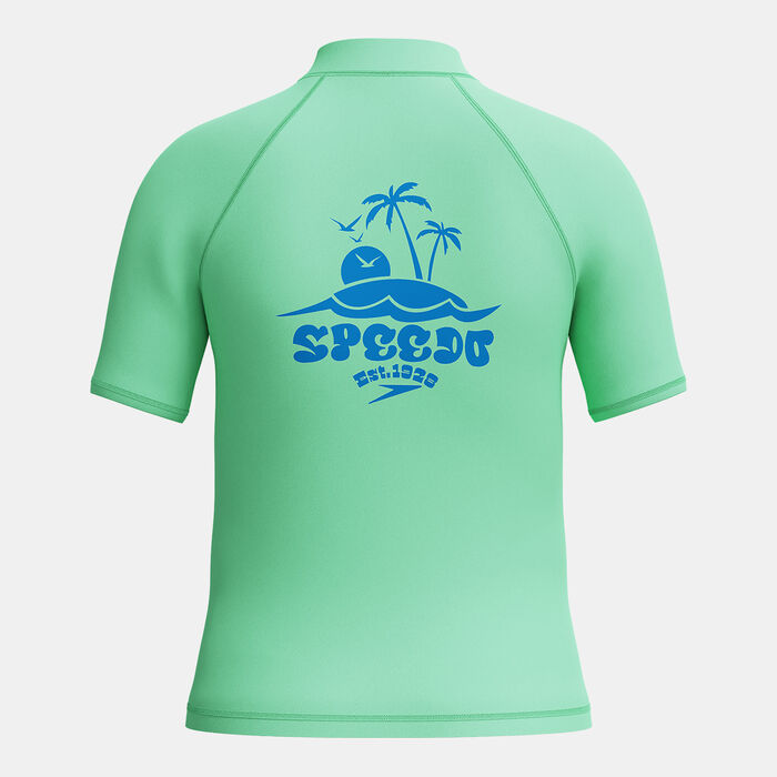 Speedo Kids' Printed Swimming Rashguard Green Speedo Kids' Printed Swimming Rashguard Green image number 1