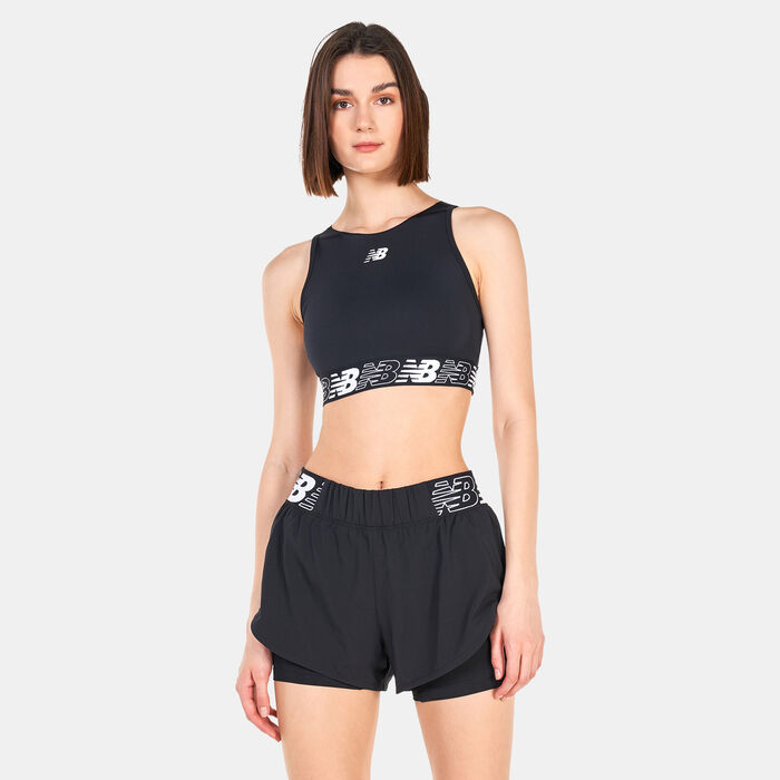 New Balance Women's Relentless Crop Sports Bra Black New Balance Women's Relentless Crop Sports Bra Black image number 0