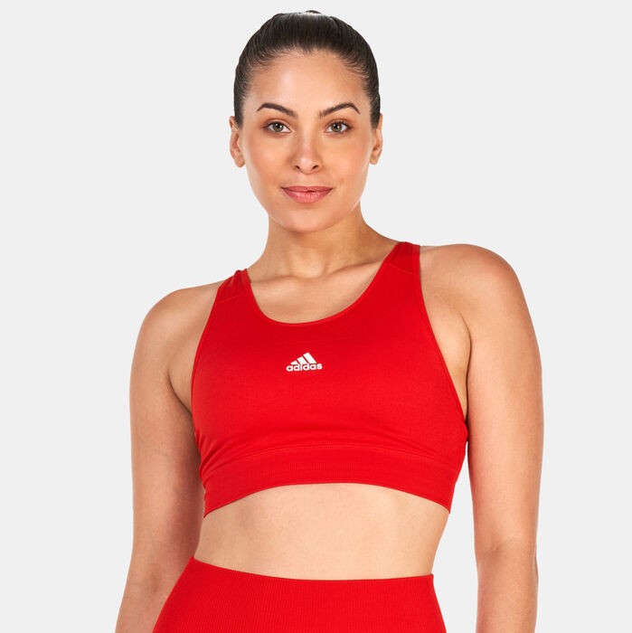 adidas Women's AEROKNIT Training Medium-Support Sports Bra Red adidas Women's AEROKNIT Training Medium-Support Sports Bra Red image number 0