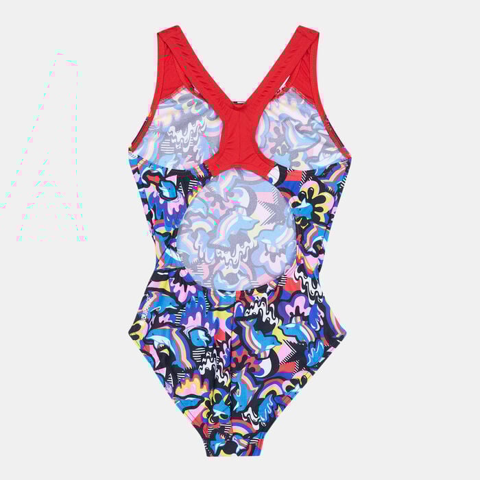 Speedo Kids' Digital Allover Print Splashback Swimsuit Blue Speedo Kids' Digital Allover Print Splashback Swimsuit Blue image number 1