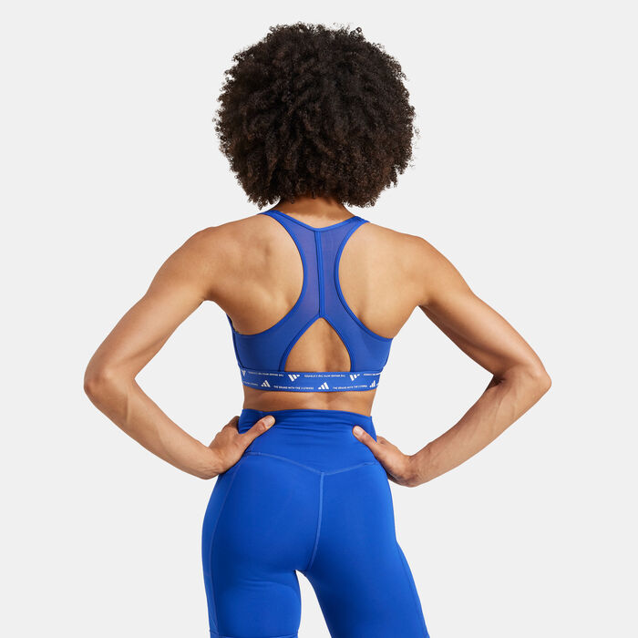 adidas Women's Powerimpact Medium-Support Training Sports Bra Blue adidas Women's Powerimpact Medium-Support Training Sports Bra Blue image number 1