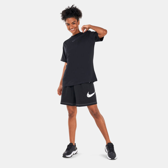 Nike Women's Sportswear Swoosh Fleece Shorts Black Nike Women's Sportswear Swoosh Fleece Shorts Black image number 2