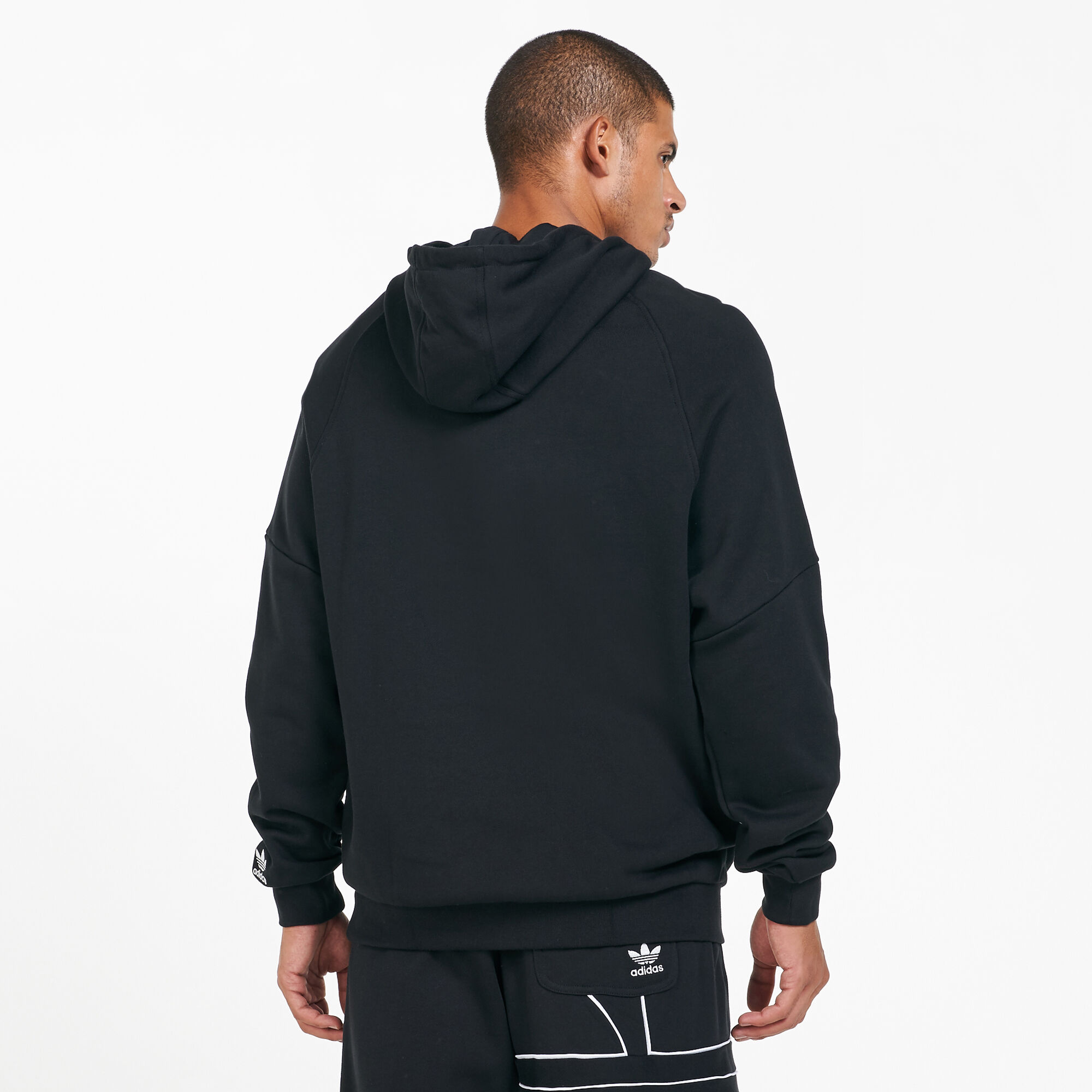 Adidas originals outline 2025 trefoil hoodie in blac