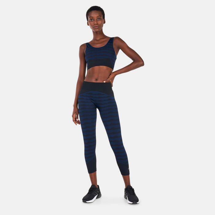adidas Women's Marimekko AEROKNIT Sports Bra Blue adidas Women's Marimekko AEROKNIT Sports Bra Blue image number 2