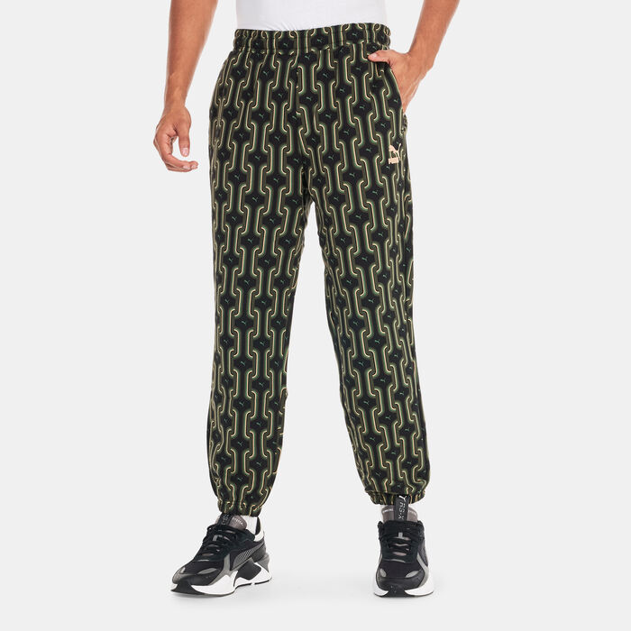 PUMA Men's Classics 70s Printed Fleece Joggers Black PUMA Men's Classics 70s Printed Fleece Joggers Black image number 0