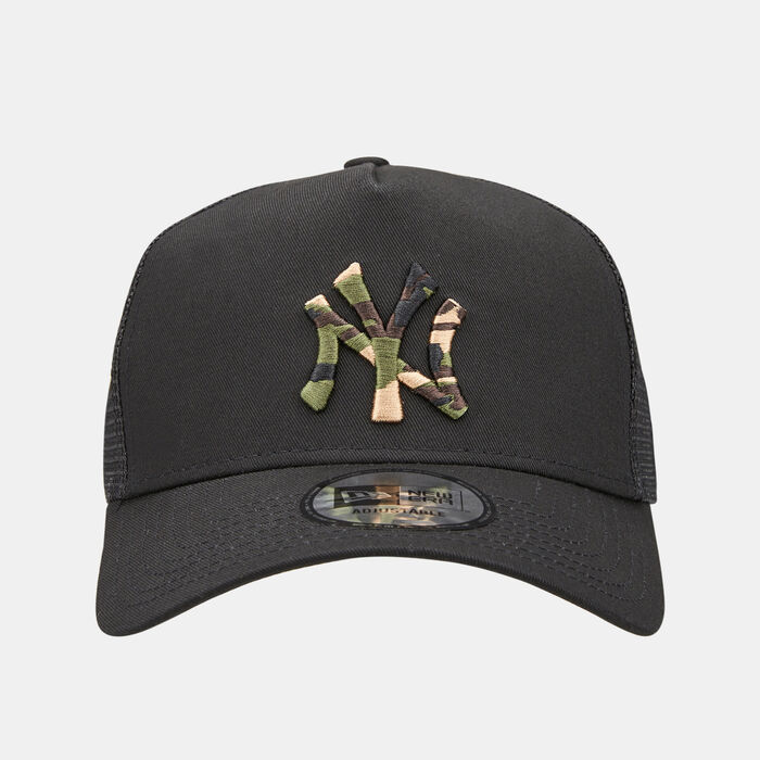 New Era Men's New York Yankees Camo Infill Black A-Frame Trucker Cap Black New Era Men's New York Yankees Camo Infill Black A-Frame Trucker Cap Black image number 0