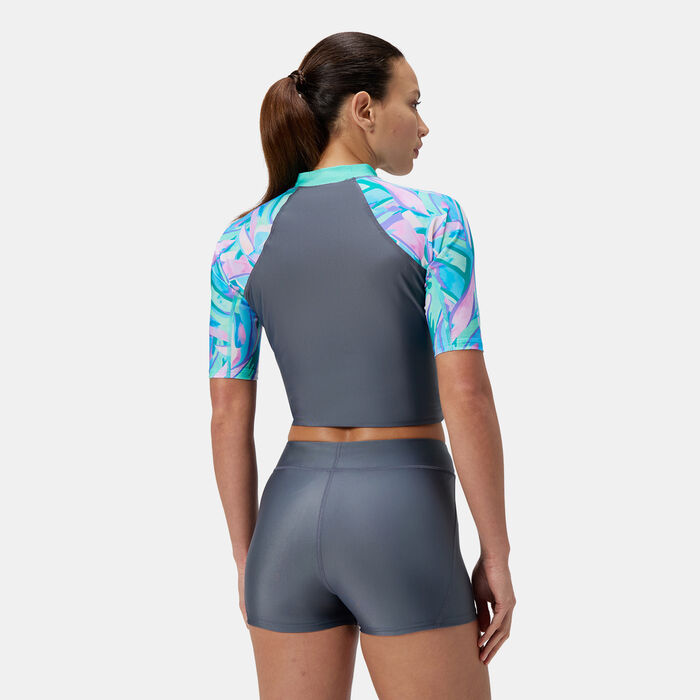 Speedo Women's Solid Panel Swimming Shorts Blue Speedo Women's Solid Panel Swimming Shorts Blue image number 1