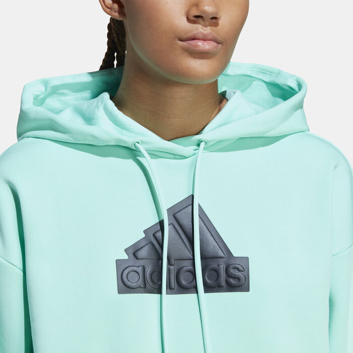 adidas Women's Future Icons Badge of Sport Hoodie Green adidas Women's Future Icons Badge of Sport Hoodie Green image number 2