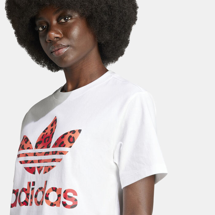 adidas Originals Women's Originals Leopard Luxe Trefoil T-Shirt White adidas Originals Women's Originals Leopard Luxe Trefoil T-Shirt White image number 3