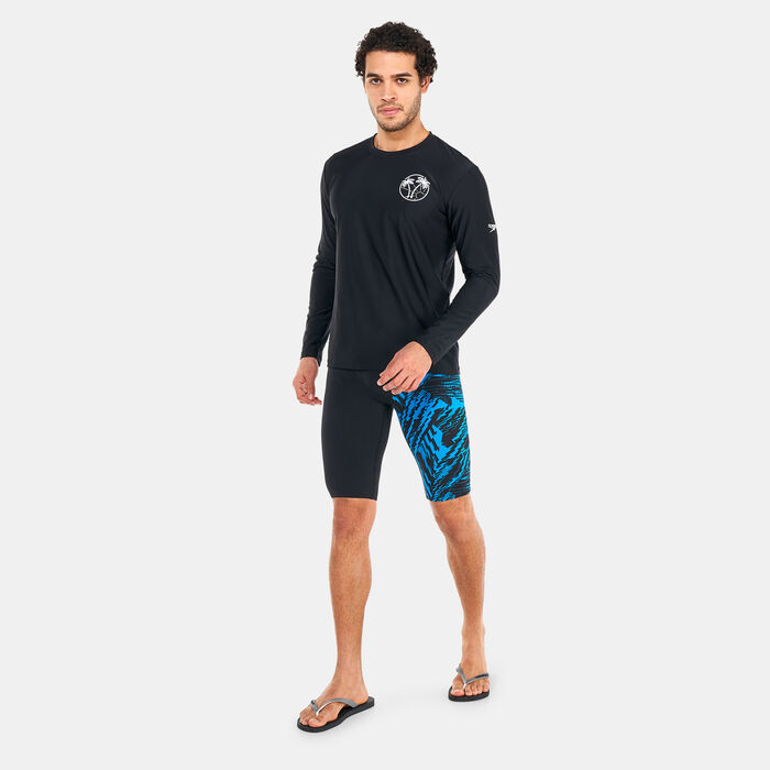 Speedo Men's Printed Long Sleeve Swim T-Shirt Black image number 2