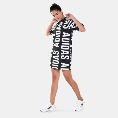 adidas Women's Essentials Oversized adidas Allover Print Dress Black adidas Women's Essentials Oversized adidas Allover Print Dress Black