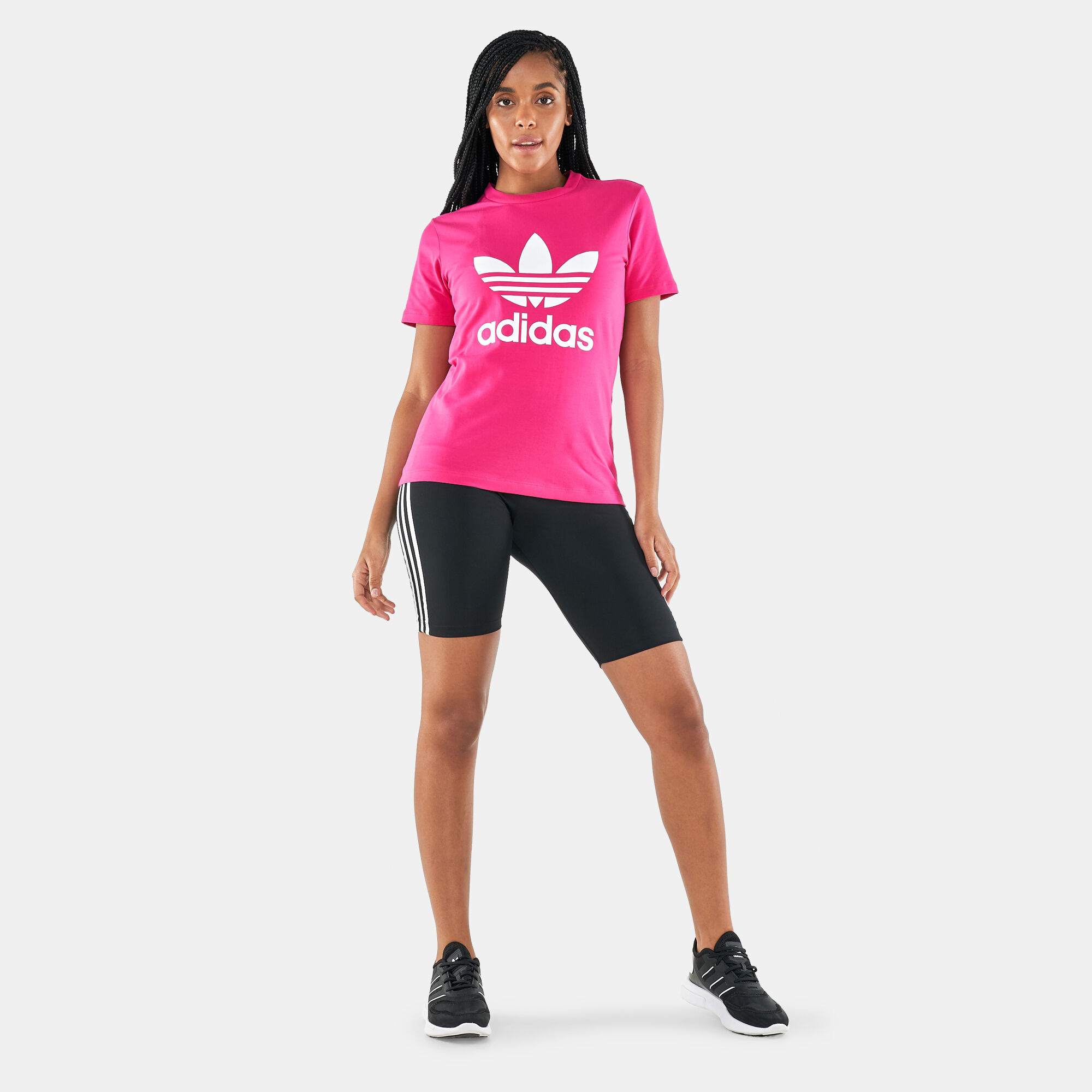 Hot pink adidas t shirt store