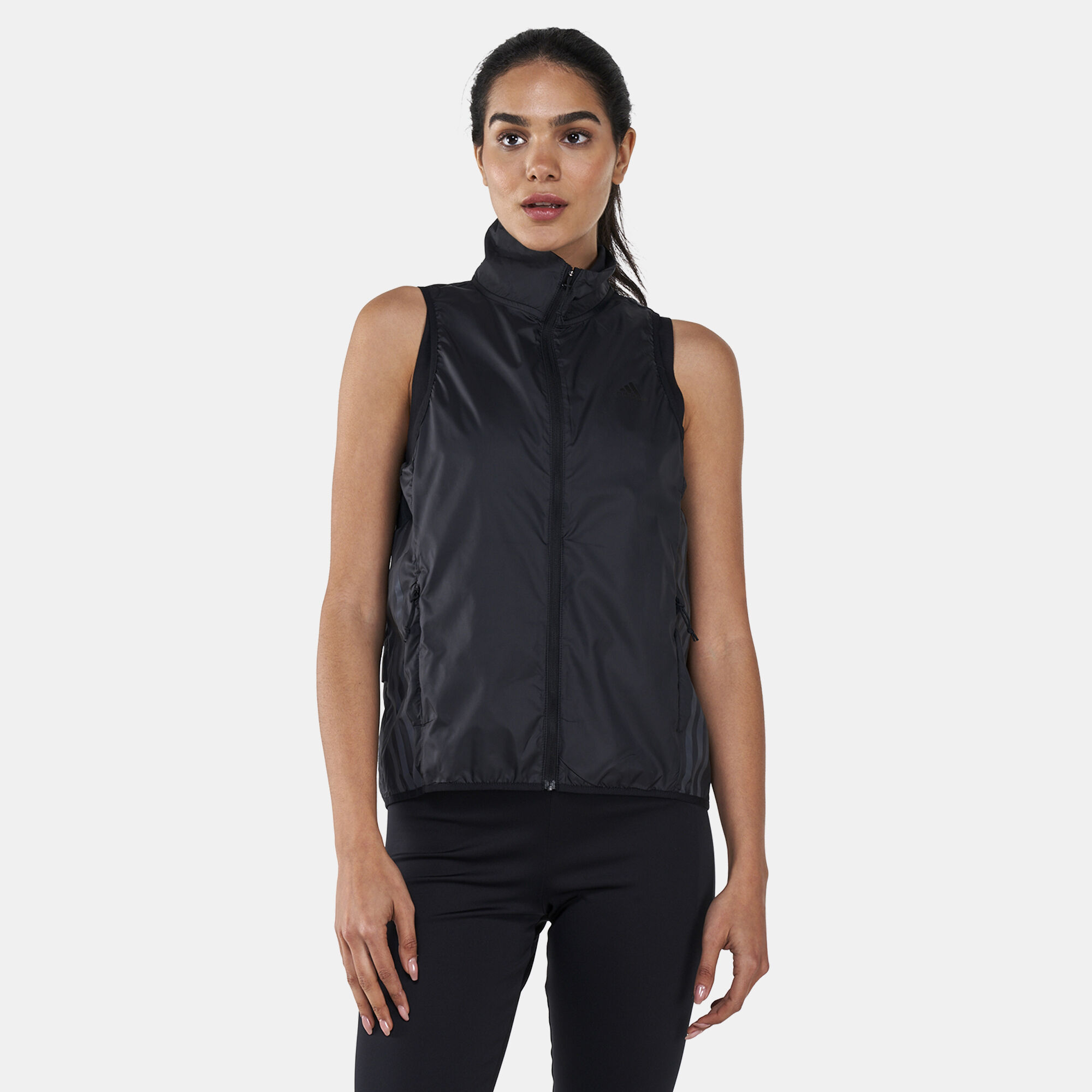Buy adidas Women s Run Icon 3 Stripes Running Wind Vest Black in
