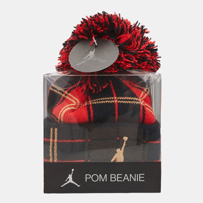 Jordan Kids' Plaid Pom Beanie Black Jordan Kids' Plaid Pom Beanie Black image number 3