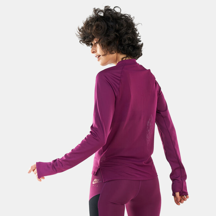 Nike Women's Air Dri-FIT Running Mid-layer T-Shirt Purple Nike Women's Air Dri-FIT Running Mid-layer T-Shirt Purple image number 1