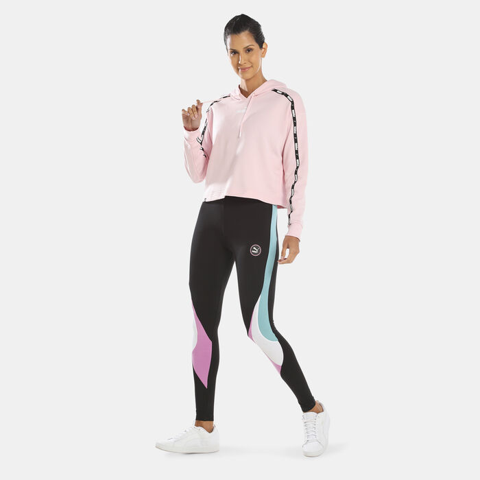 PUMA Women's Power Tape Cropped Hoodie Pink PUMA Women's Power Tape Cropped Hoodie Pink image number 2