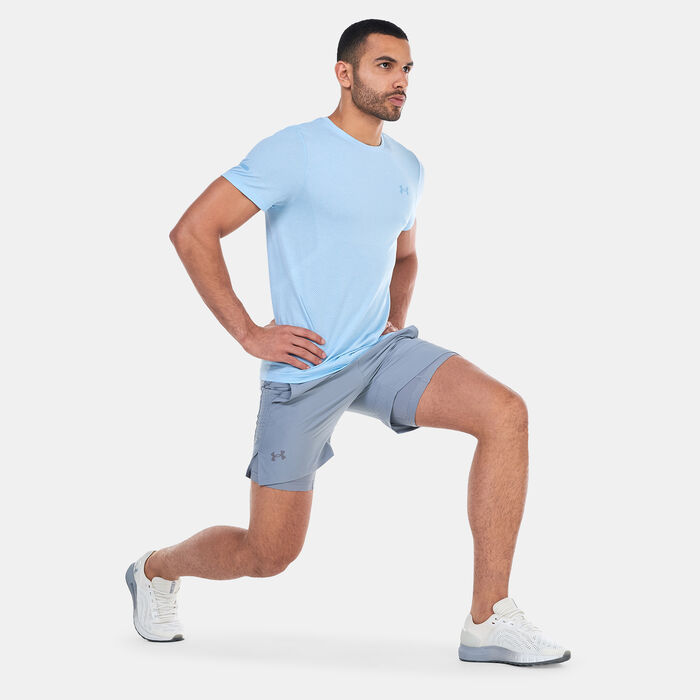 Under Armour Men's UA Seamless Stride Running T-Shirt Blue Under Armour Men's UA Seamless Stride Running T-Shirt Blue image number 2