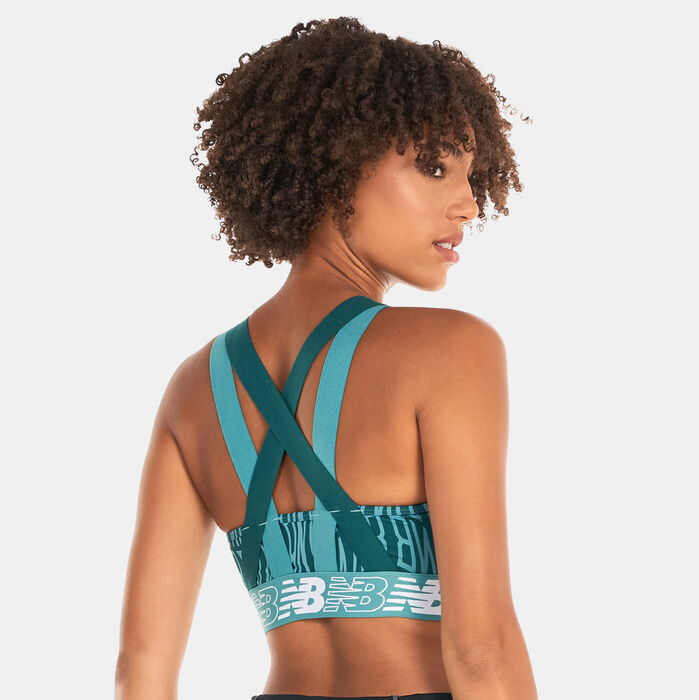 New Balance Women's Relentless Printed Cropped Sports Bra Green image number 1