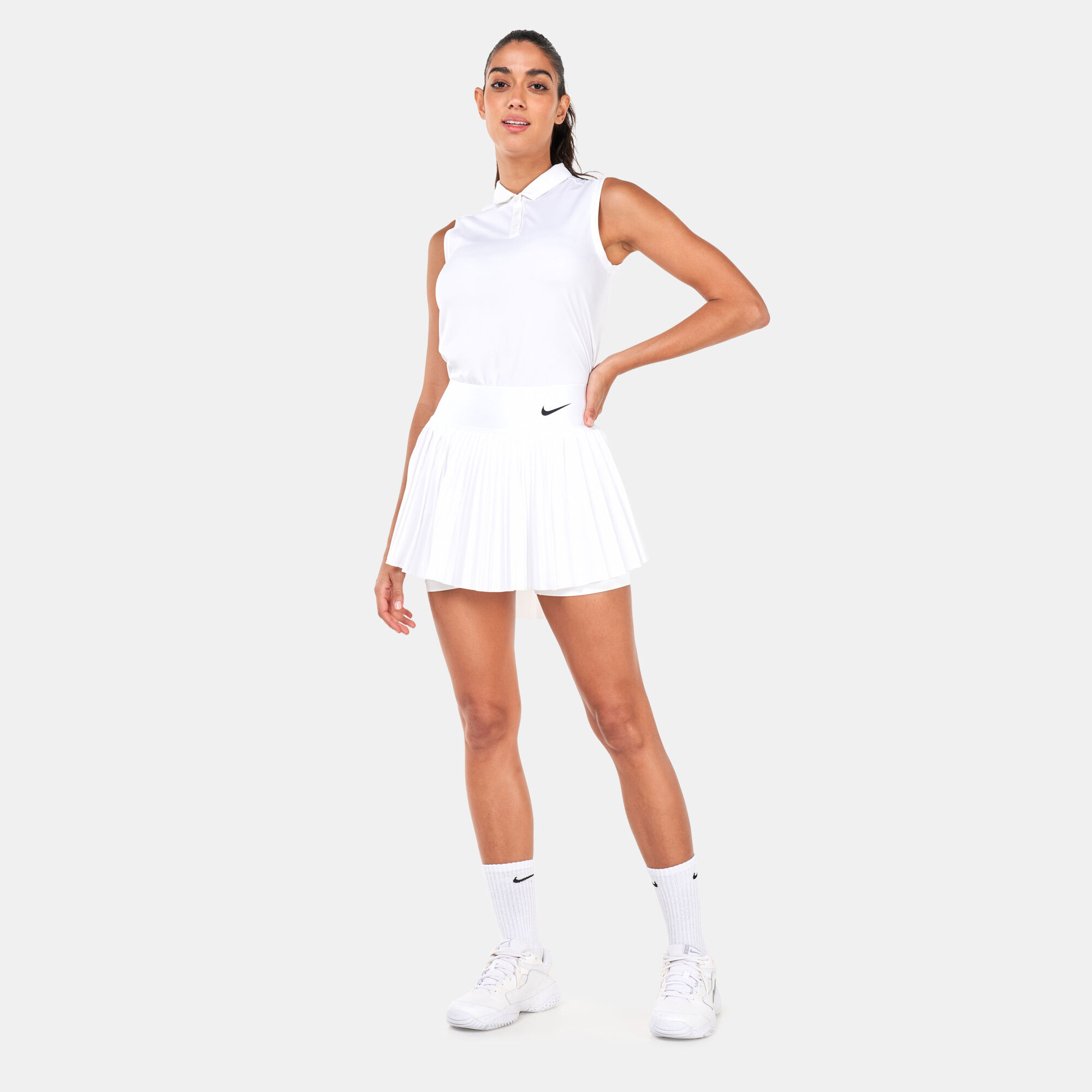 White pleated skirt nike hot sale