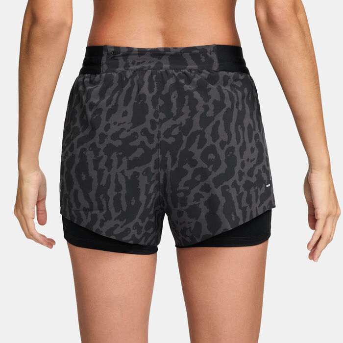 Nike Women's Swift Dri-FIT 2-in-1 Printed Running Shorts Black Nike Women's Swift Dri-FIT 2-in-1 Printed Running Shorts Black image number 1