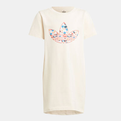 adidas Originals Kids' Floral T-Shirt Dress Beige adidas Originals Kids' Floral T-Shirt Dress Beige