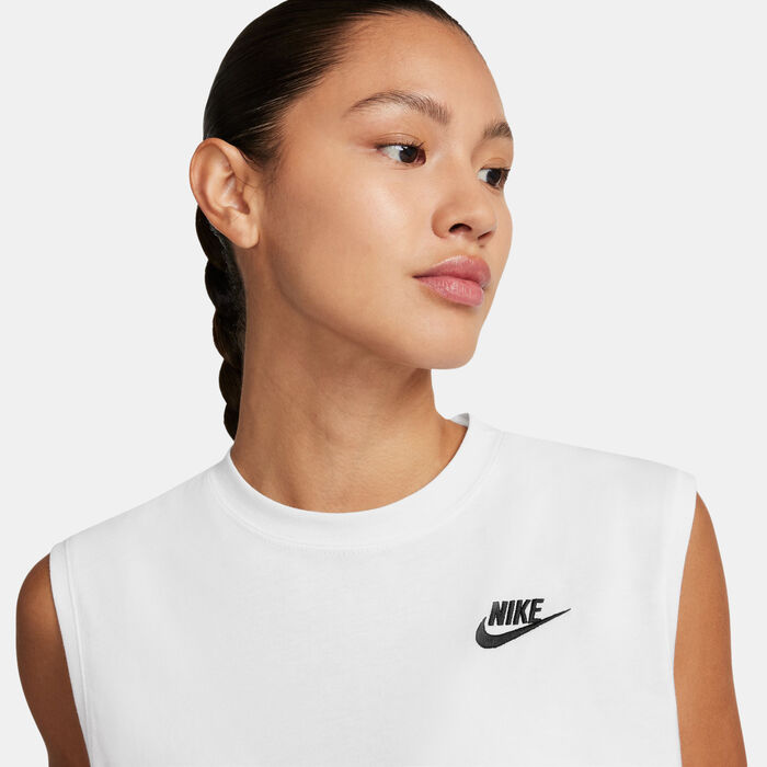 Nike Women's Sportswear Club Sleeveless Crop Top White Nike Women's Sportswear Club Sleeveless Crop Top White image number 2