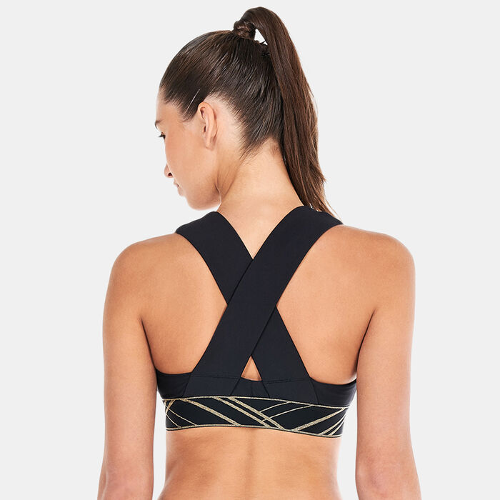 PUMA Women's Mid-Impact Deco Glam Sports Bra Black PUMA Women's Mid-Impact Deco Glam Sports Bra Black image number 1