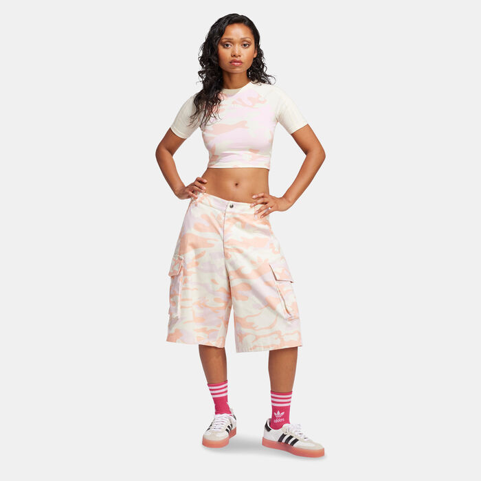 adidas Originals Women's Camo Allover Print Crop Top White adidas Originals Women's Camo Allover Print Crop Top White image number 2