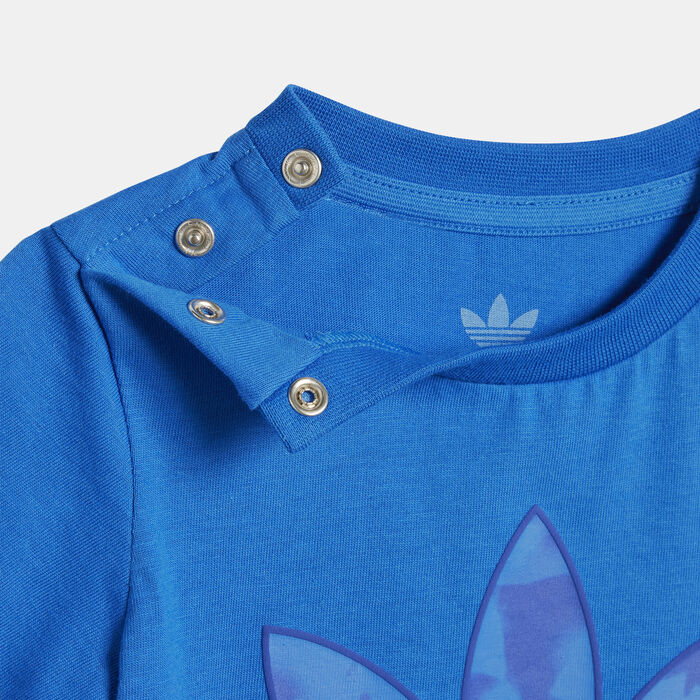 adidas Originals Kids' Summer Allover Print T-Shirt and Shorts Set Blue adidas Originals Kids' Summer Allover Print T-Shirt and Shorts Set Blue image number 1