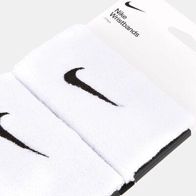 Nike Men's Swoosh Doublewide Wristbands White Nike Men's Swoosh Doublewide Wristbands White