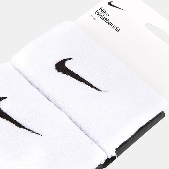 Nike Men's Swoosh Doublewide Wristbands White Nike Men's Swoosh Doublewide Wristbands White image number 1