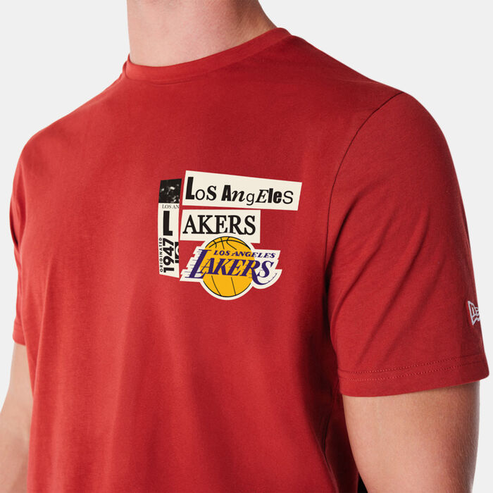 New Era Men's NBA Los Angeles Lakers Newspaper Graphic T-Shirt Orange New Era Men's NBA Los Angeles Lakers Newspaper Graphic T-Shirt Orange image number 2