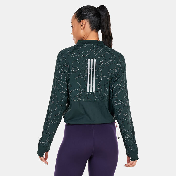 adidas Women's X-City Running Crew Sweatshirt Green adidas Women's X-City Running Crew Sweatshirt Green image number 1