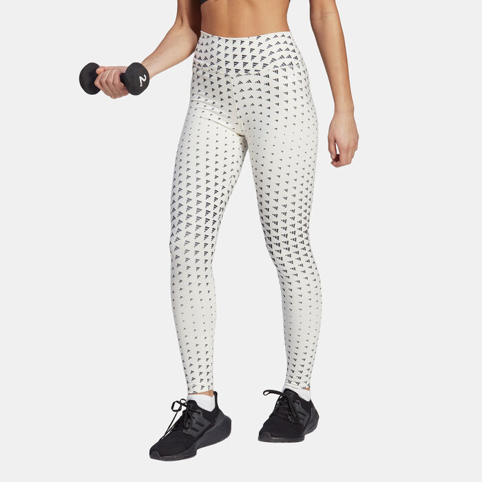 adidas Women's Train Essentials Brand Love Leggings White adidas Women's Train Essentials Brand Love Leggings White image number 0