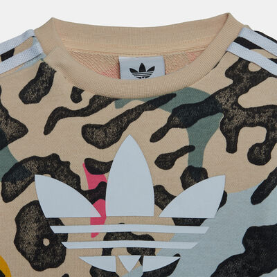 adidas Originals Kids' Animal Print Crew Set (Baby and Toddler) Beige adidas Originals Kids' Animal Print Crew Set (Baby and Toddler) Beige