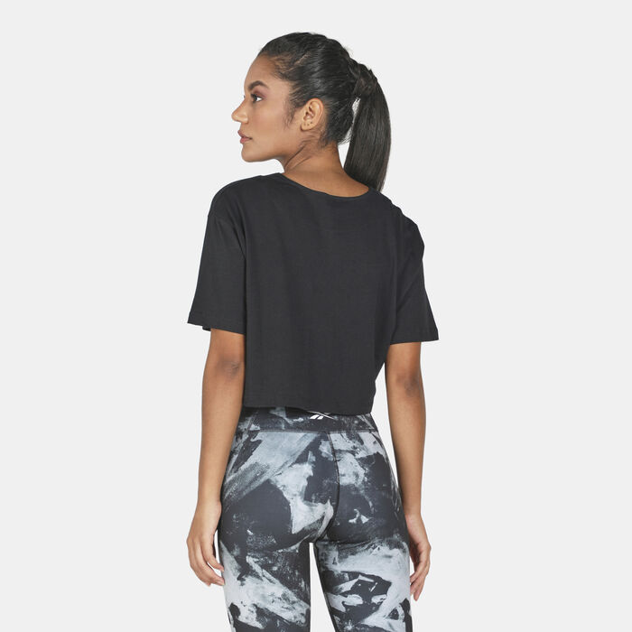Reebok Women's Meet You There Cropped T-Shirt Green Reebok Women's Meet You There Cropped T-Shirt Green image number 1