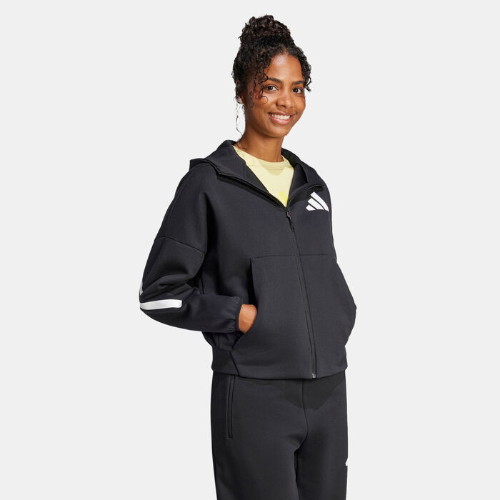 adidas Women's Z.N.E. Full-Zip Hoodie Black adidas Women's Z.N.E. Full-Zip Hoodie Black image number 2