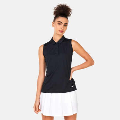 Nike Women's Dri-FIT Victory SLD Sleeveless Polo Shirt Black Nike Women's Dri-FIT Victory SLD Sleeveless Polo Shirt Black