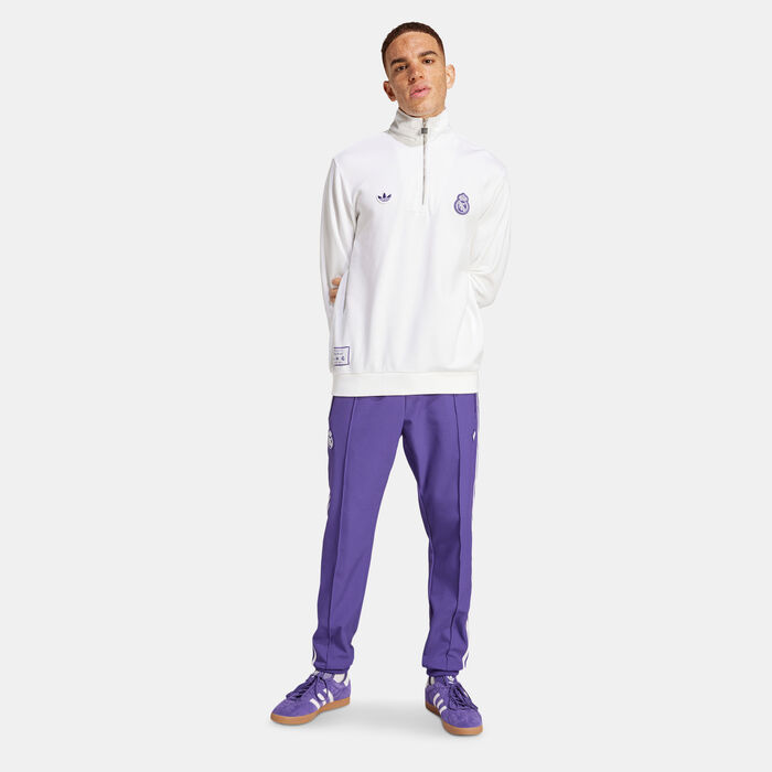 adidas Men's Real Madrid Terrace Icons 1/2-Zip Top White adidas Men's Real Madrid Terrace Icons 1/2-Zip Top White image number 2