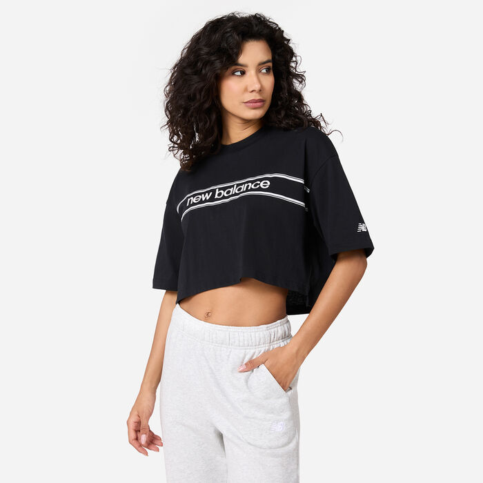 New Balance Women's Athletics Linear Logo T-Shirt Purple image number 0