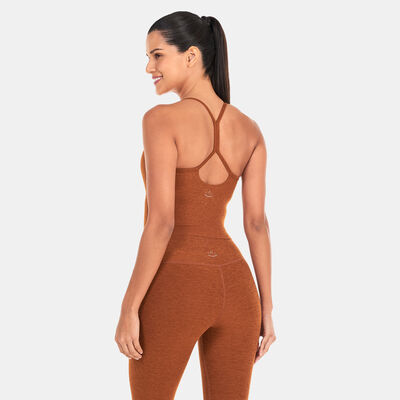 BEYOND YOGA Women's Spacedye Slim Racerback Cropped Tank Top Brown