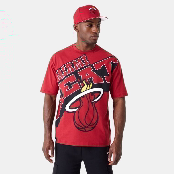 New Era Men's NBA Miami Heat Large Wordmark T-Shirt Red New Era Men's NBA Miami Heat Large Wordmark T-Shirt Red image number 0