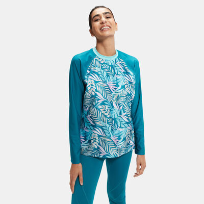Speedo Women's Printed Long Sleeve Swimming T-Shirt Blue Speedo Women's Printed Long Sleeve Swimming T-Shirt Blue