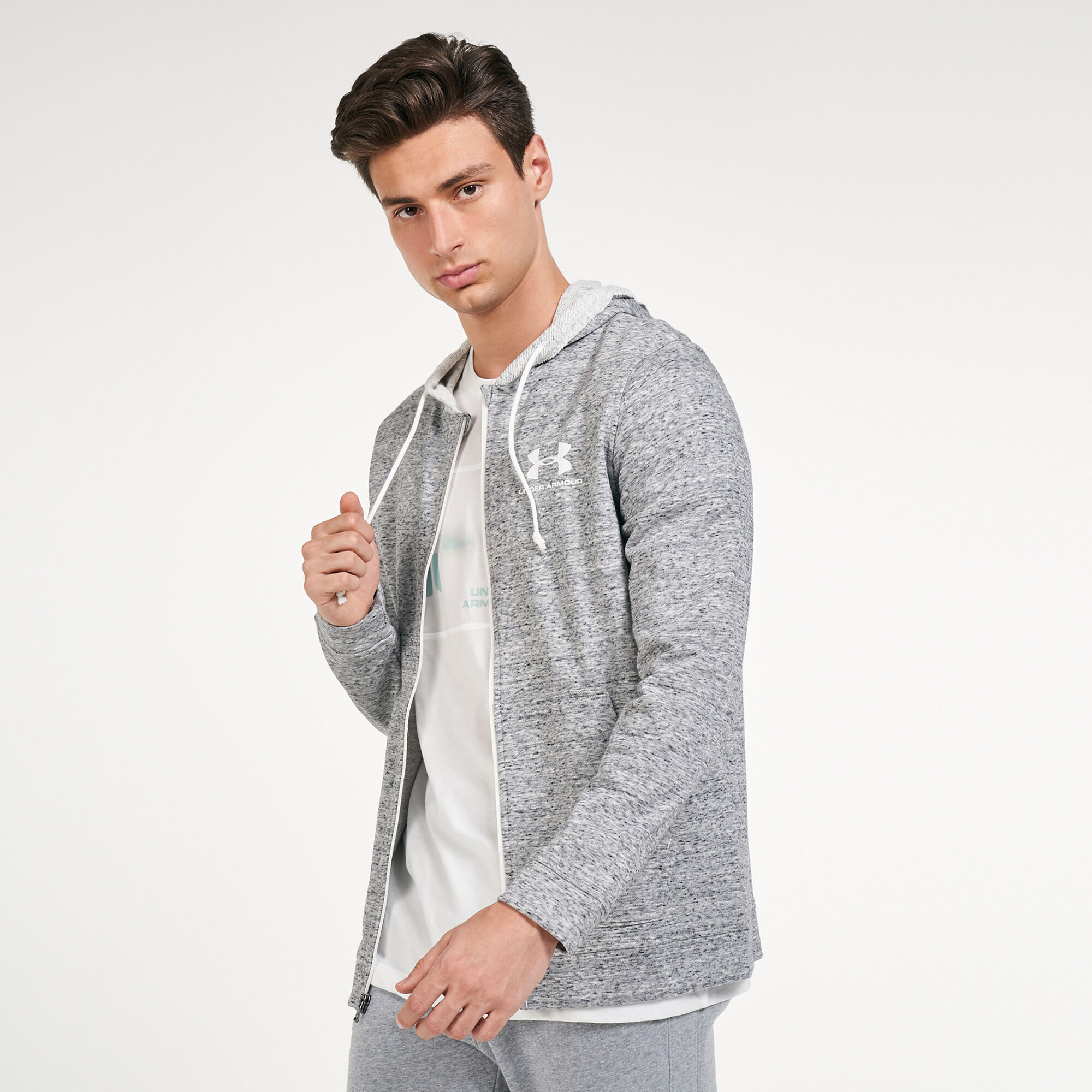 Buy Under Armour Men s Sportstyle Terry Full Zip Hoodie White in
