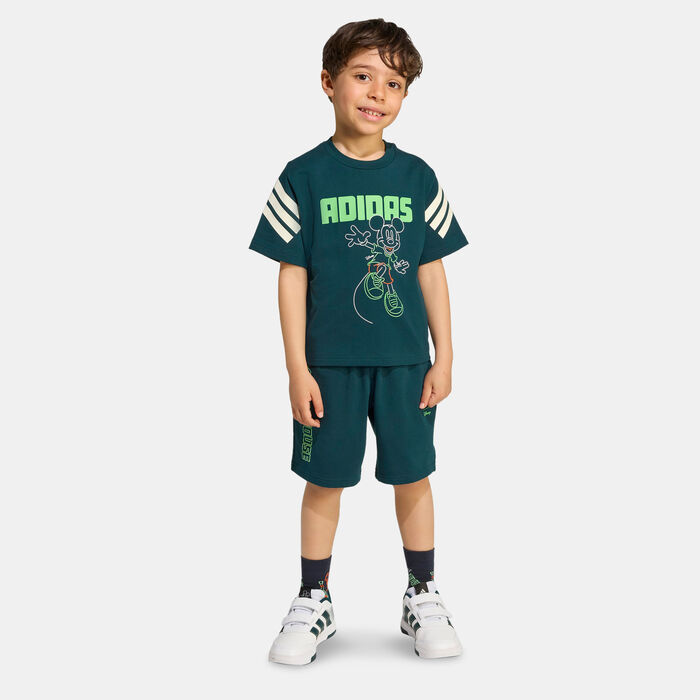adidas Kids' Disney Mickey Mouse T-Shirt And Shorts Set Green adidas Kids' Disney Mickey Mouse T-Shirt And Shorts Set Green image number 0